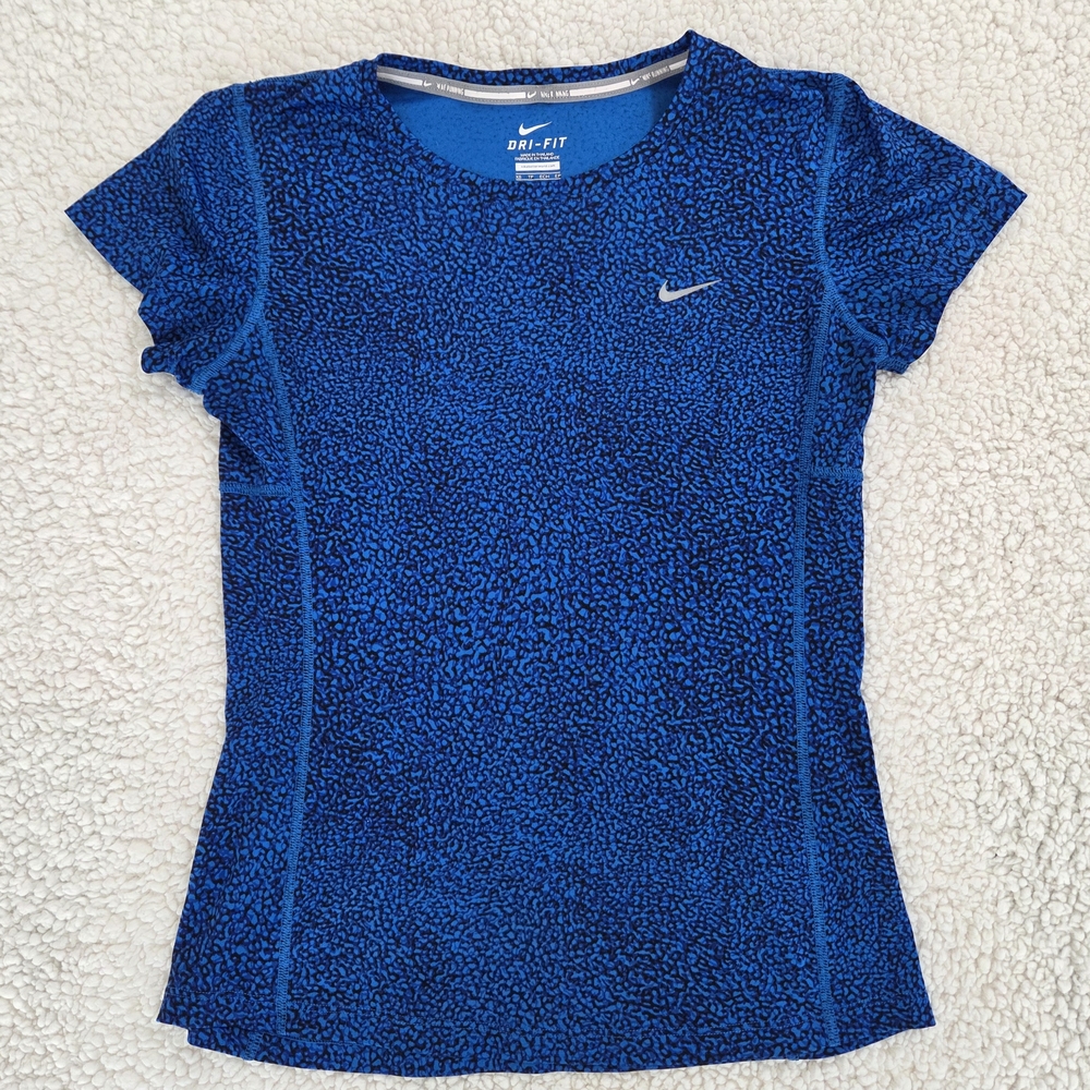 Nike Dri Fit Women's‎ Short Sleeve Blue Tee Pattern XS Athletic